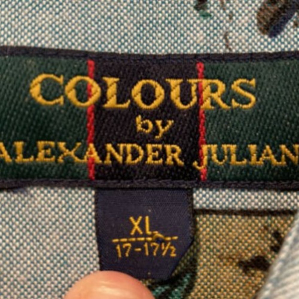 Vintage Colours Alexander Julian Golf Print Shirt Sz XL 17 17.5 Players Golfing - Picture 7 of 8